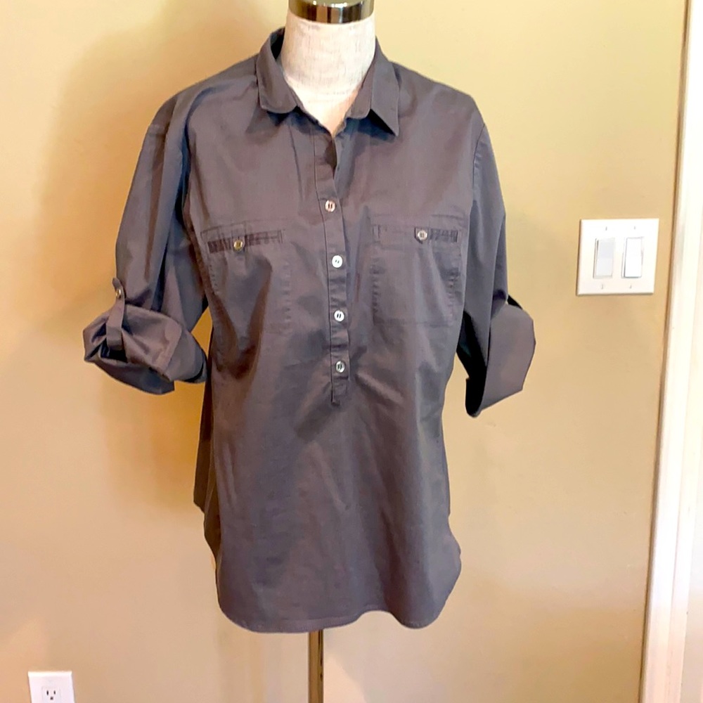 Gray half button women’s shirt